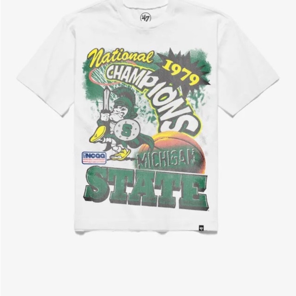 Brand 47 Michigan State University White and Green Retro Graphic Tee